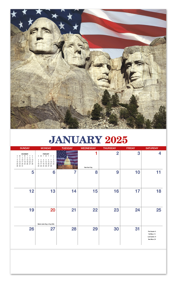 2024 Patriotic America Promotional Wall Calendar 107/8" x 18