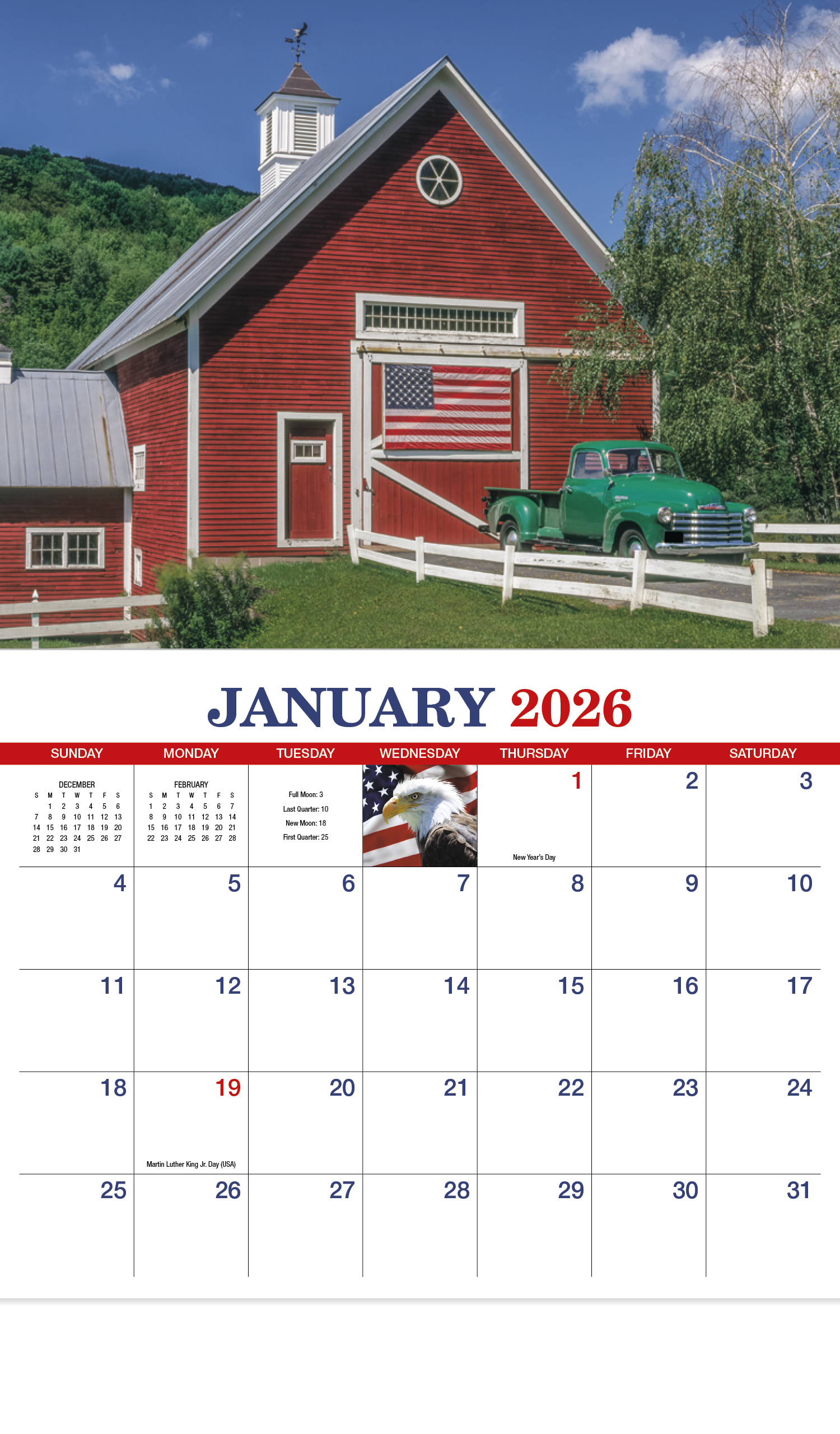 2024 Patriotic America Promotional Wall Calendar 107/8" x 18