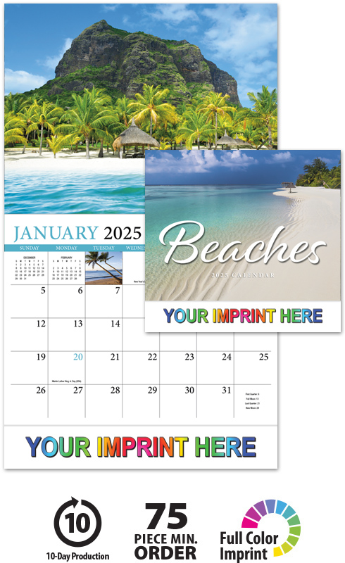 2024 Beaches Promotional Wall Calendar | 10-7/8" x 18" Customized
