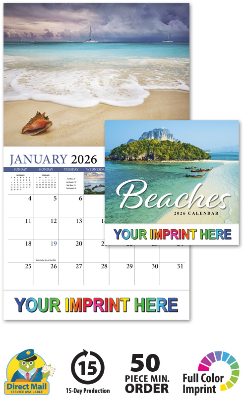 2024 Beaches Promotional Wall Calendar | 10-7/8" x 18" Customized