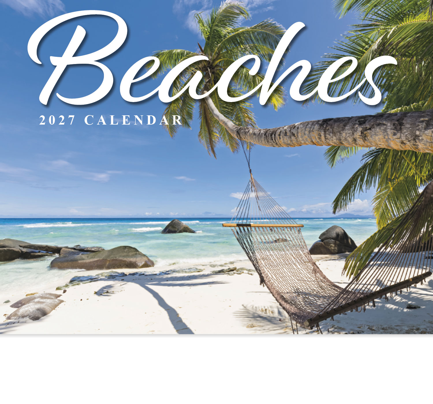 2024 Beaches Promotional Wall Calendar 10 7 8 X 18 Customized Staple Bound Drop Ad Imprint