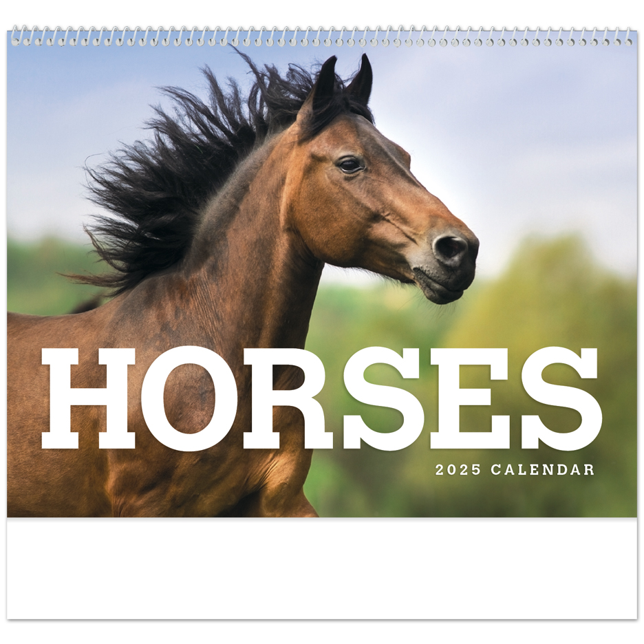 2024 Horses Calendar 11" X 19" Imprinted Spiral Bound; Drop Ad