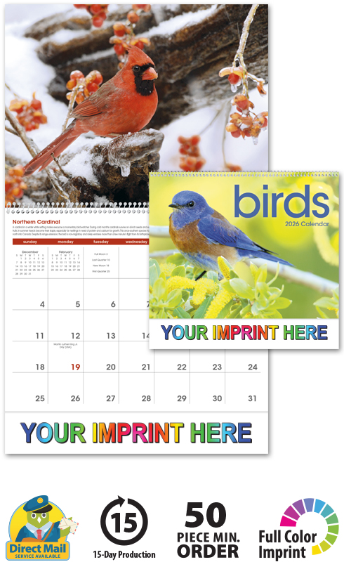 2020 birds calendar 11 quot x 19 quot imprinted spiral bound mini calendar template 2020