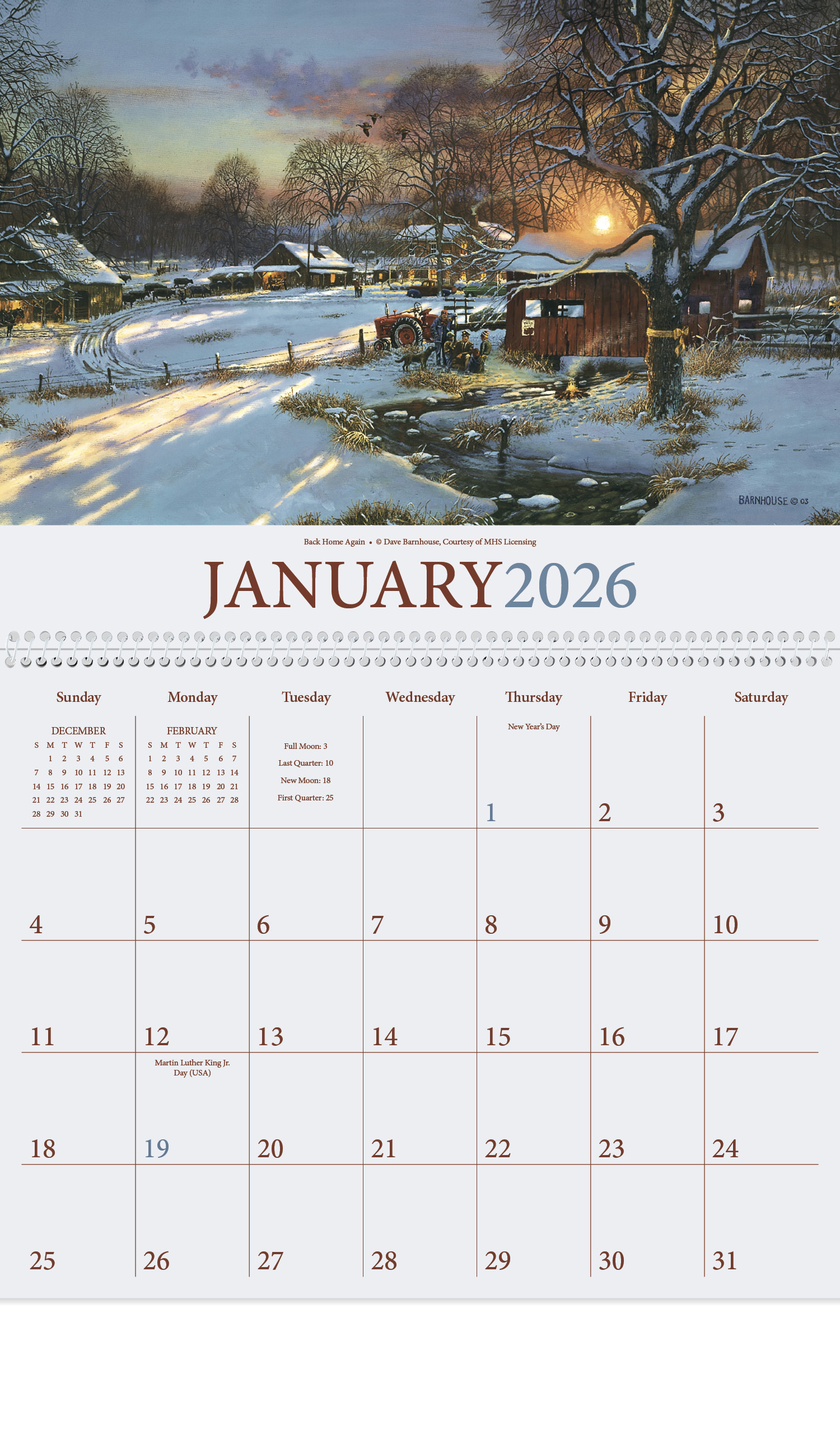 2026 Country Memories by David Barnhouse Calendar 11" X 19" Imprinted