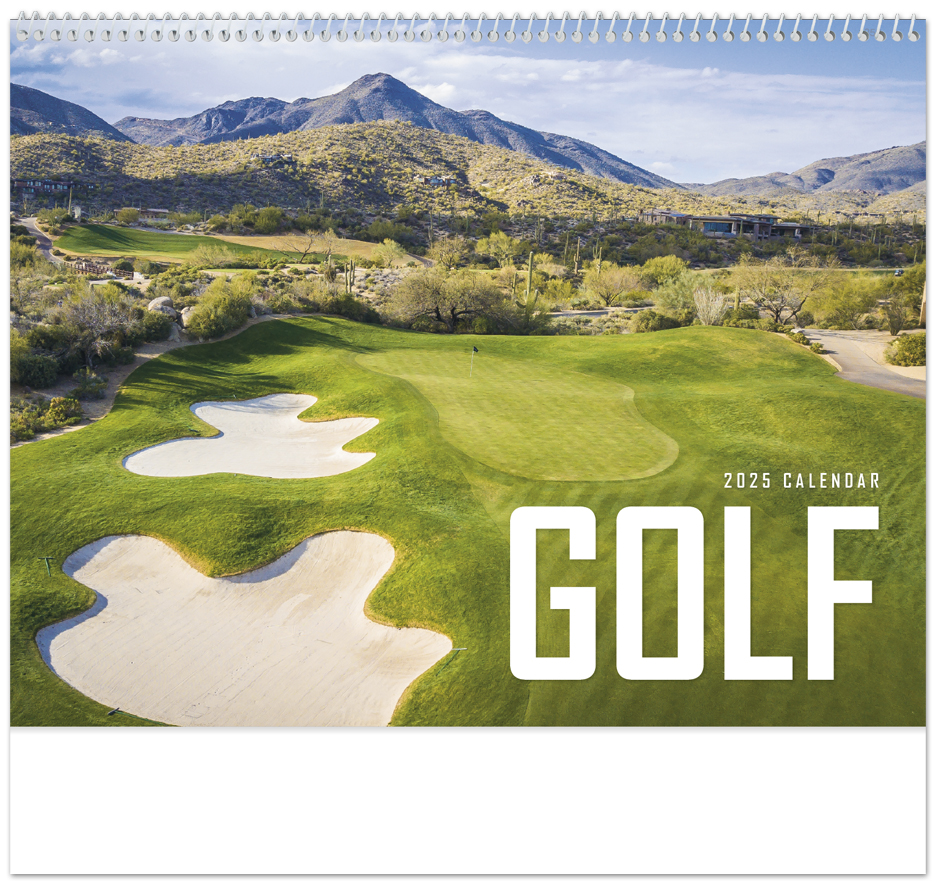 2024 Golf Calendar 11" X 19" Imprinted Spiral Bound; Drop Ad Imprint