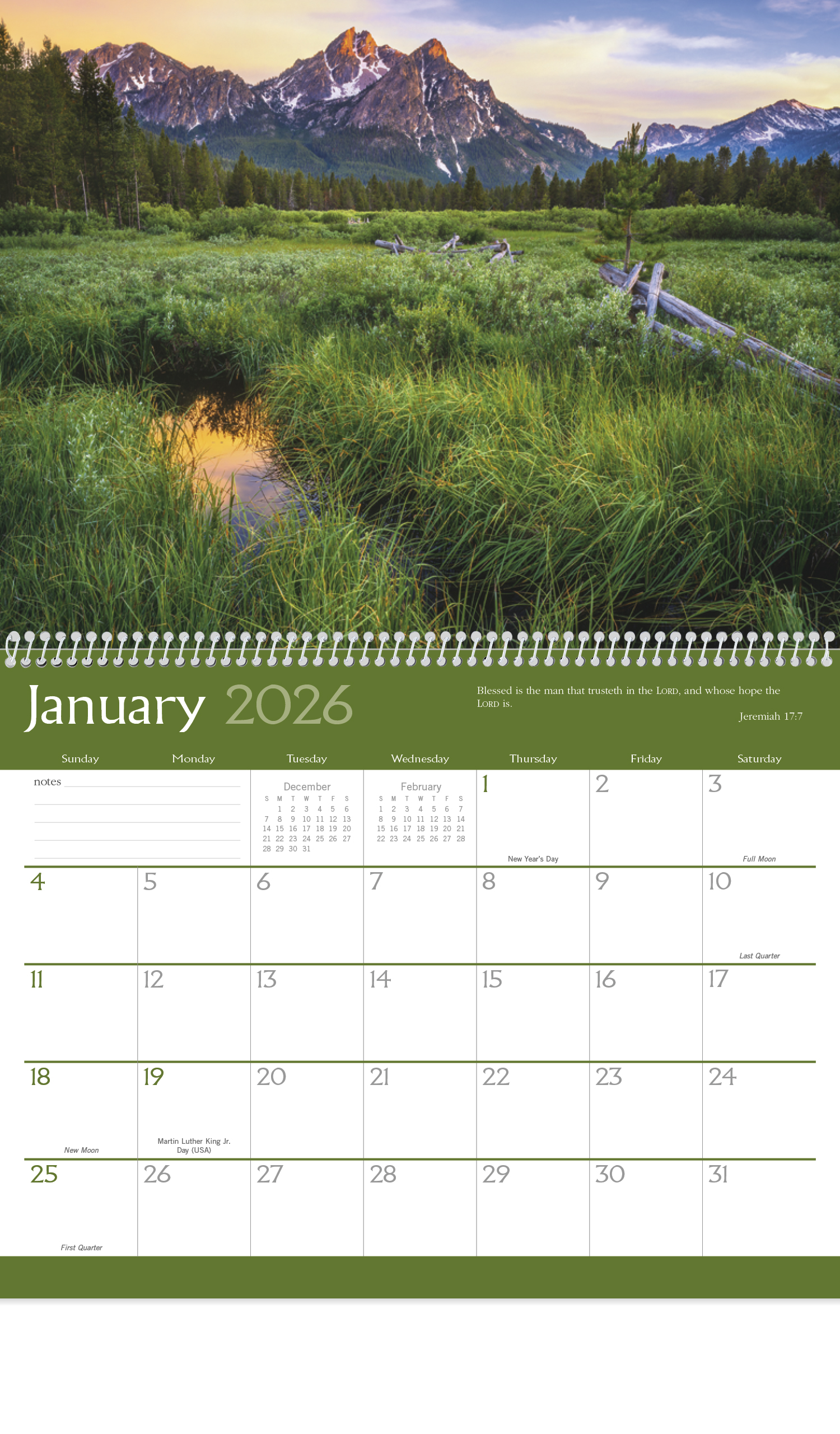 2024 Religious Inspirations Calendar 11" X 19" Imprinted Spiral Bound