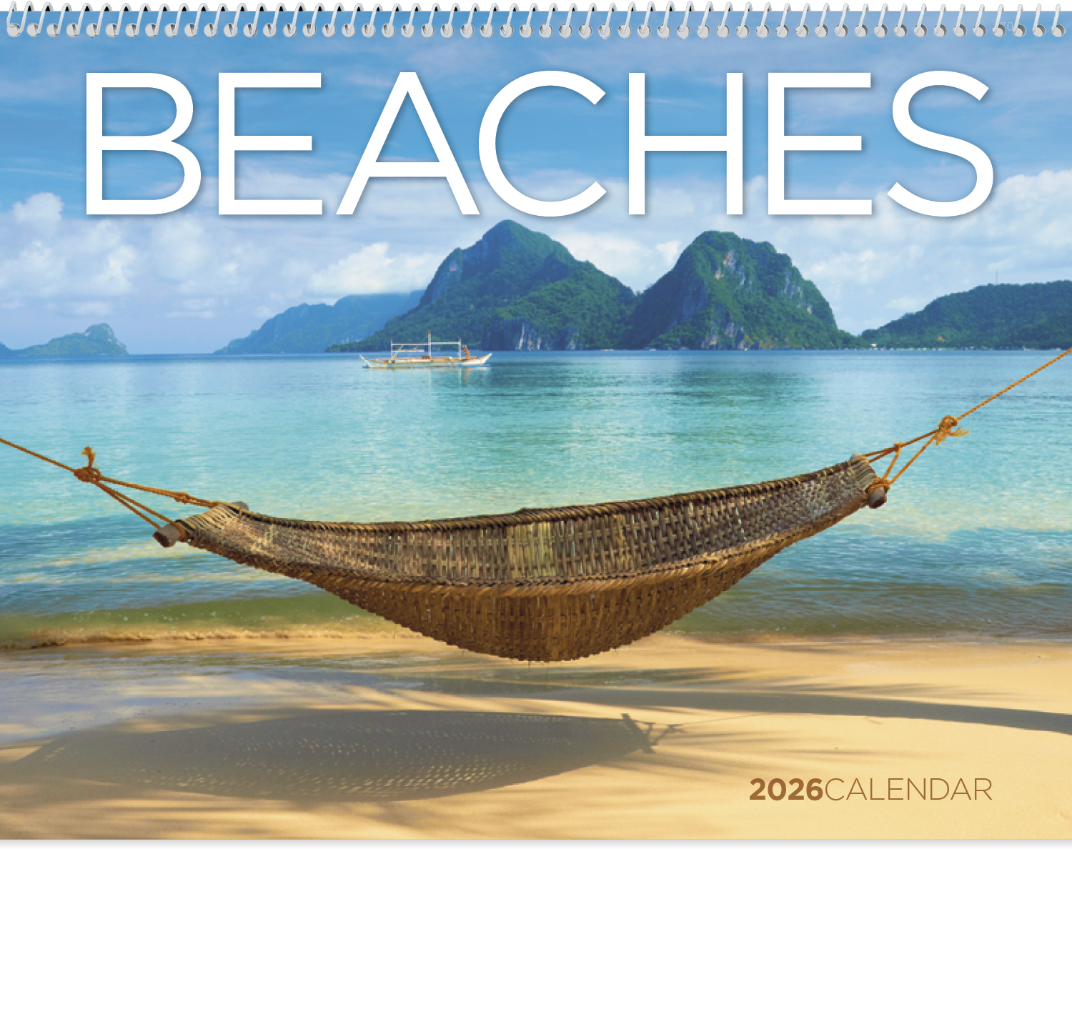 2024 Beaches Calendar | 11" X 19" Imprinted Spiral Bound; Drop Ad