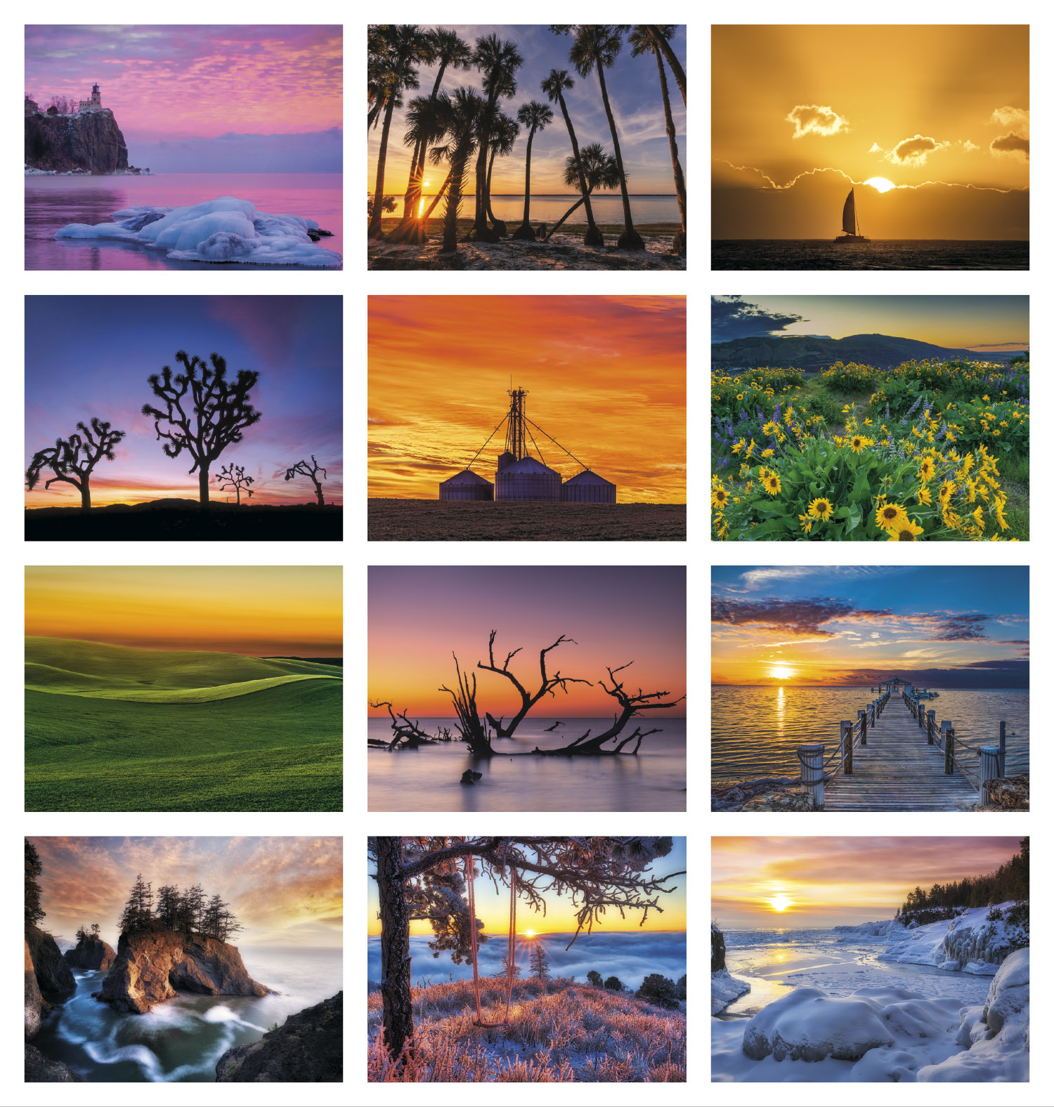 2024 Sunrise / Sunset Calendar 11" X 19" Imprinted Spiral Bound; Drop