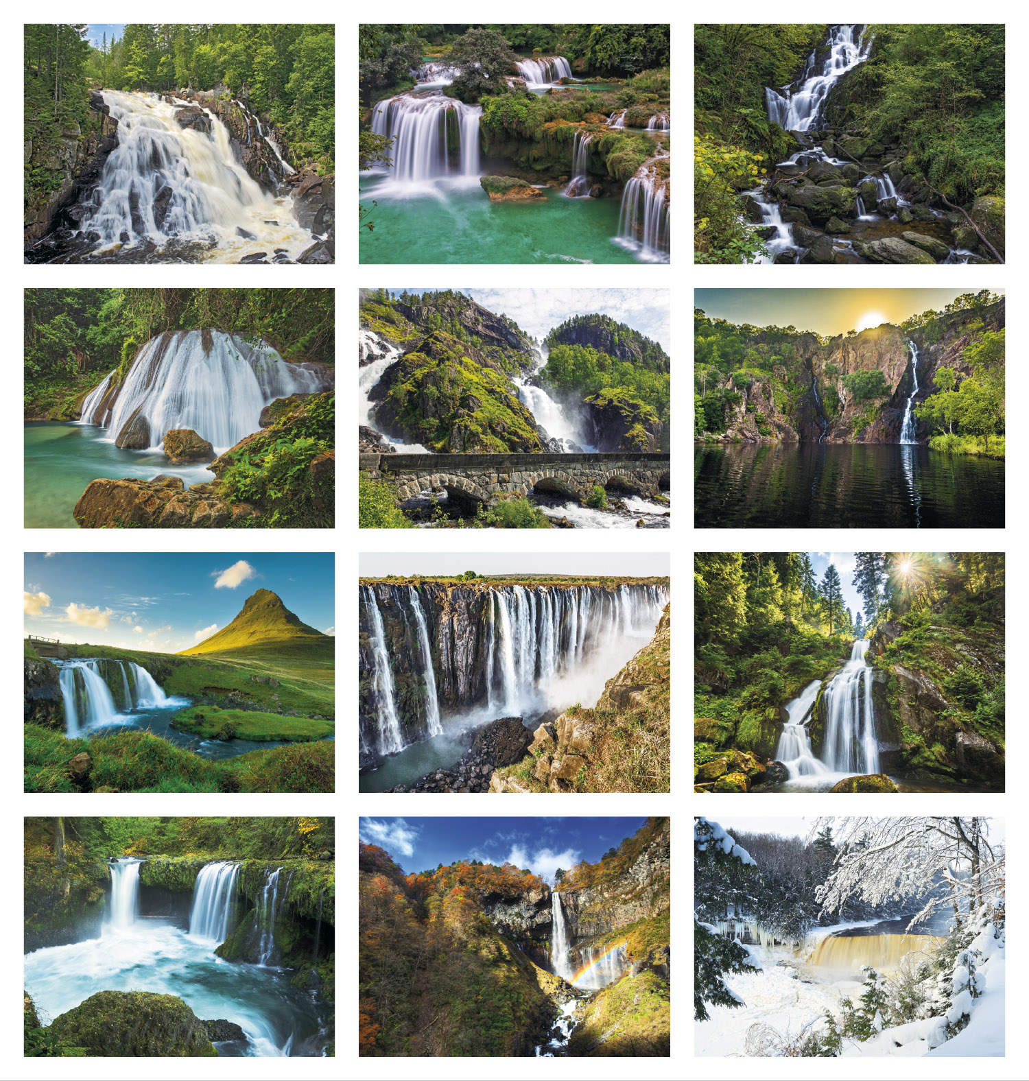 2025 Waterfalls Calendar 11" X 19" Imprinted Spiral Bound; Drop Ad