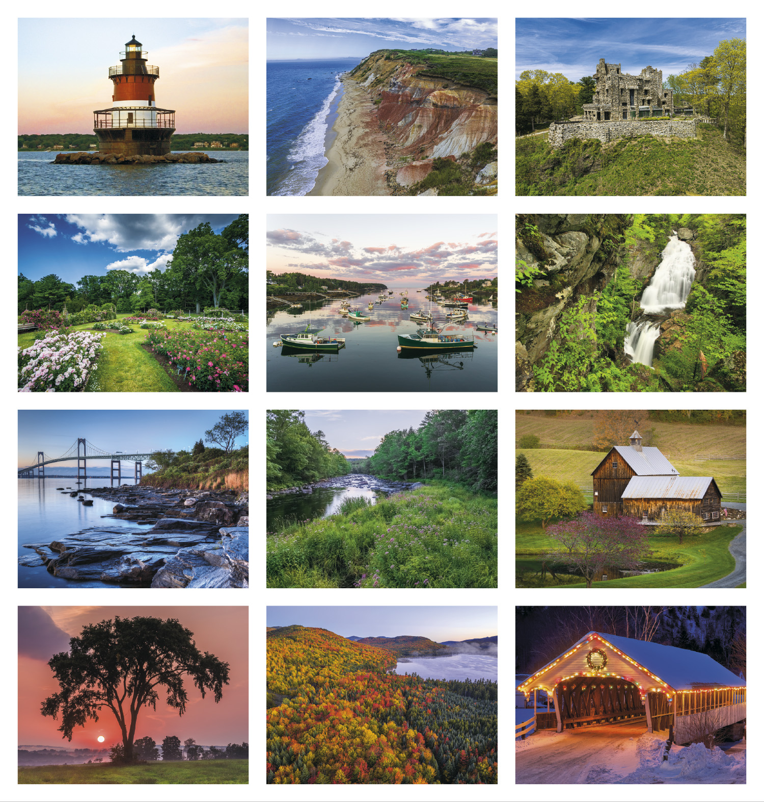 2026 New England Scenes Calendar 11" X 19" Imprinted Spiral Bound