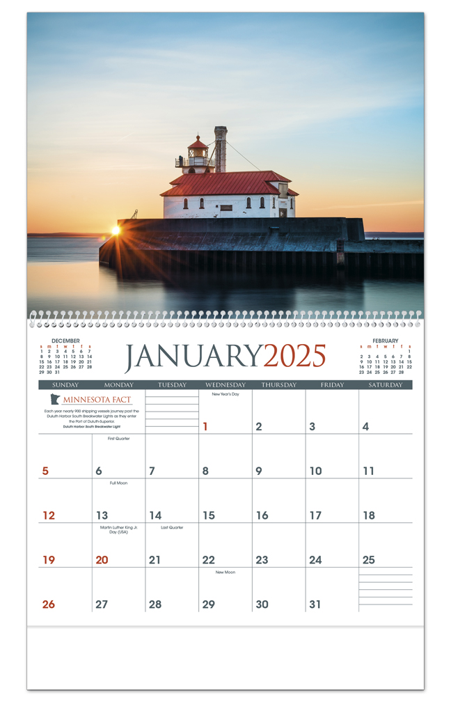 2024 Minnesota Calendar 11" X 19" Imprinted Spiral Bound; Drop Ad