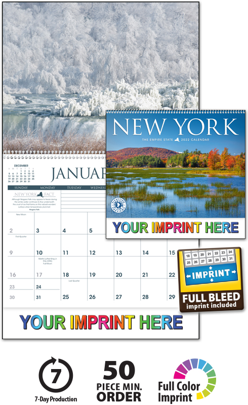 2024 New York Promotional Wall Calendar | 10-7/8" x 18" Imprinted
