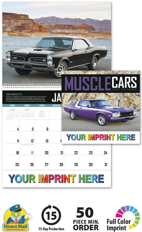 2024 Muscle Cars Calendar (1850) | 11" X 19" Imprinted Spiral Bound
