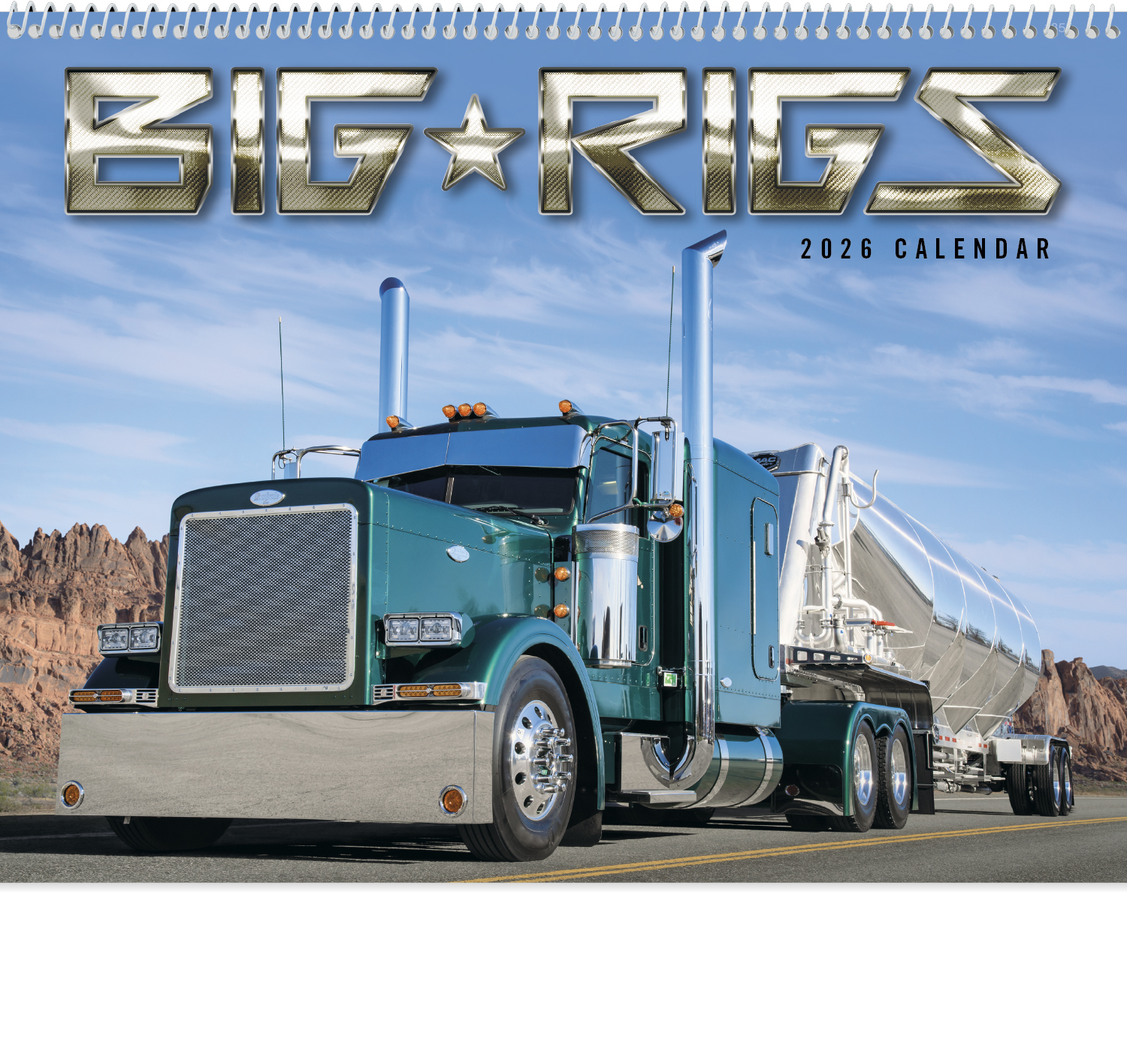 2024 Big Rigs Calendar 11" X 19" Imprinted Spiral Bound; Drop Ad