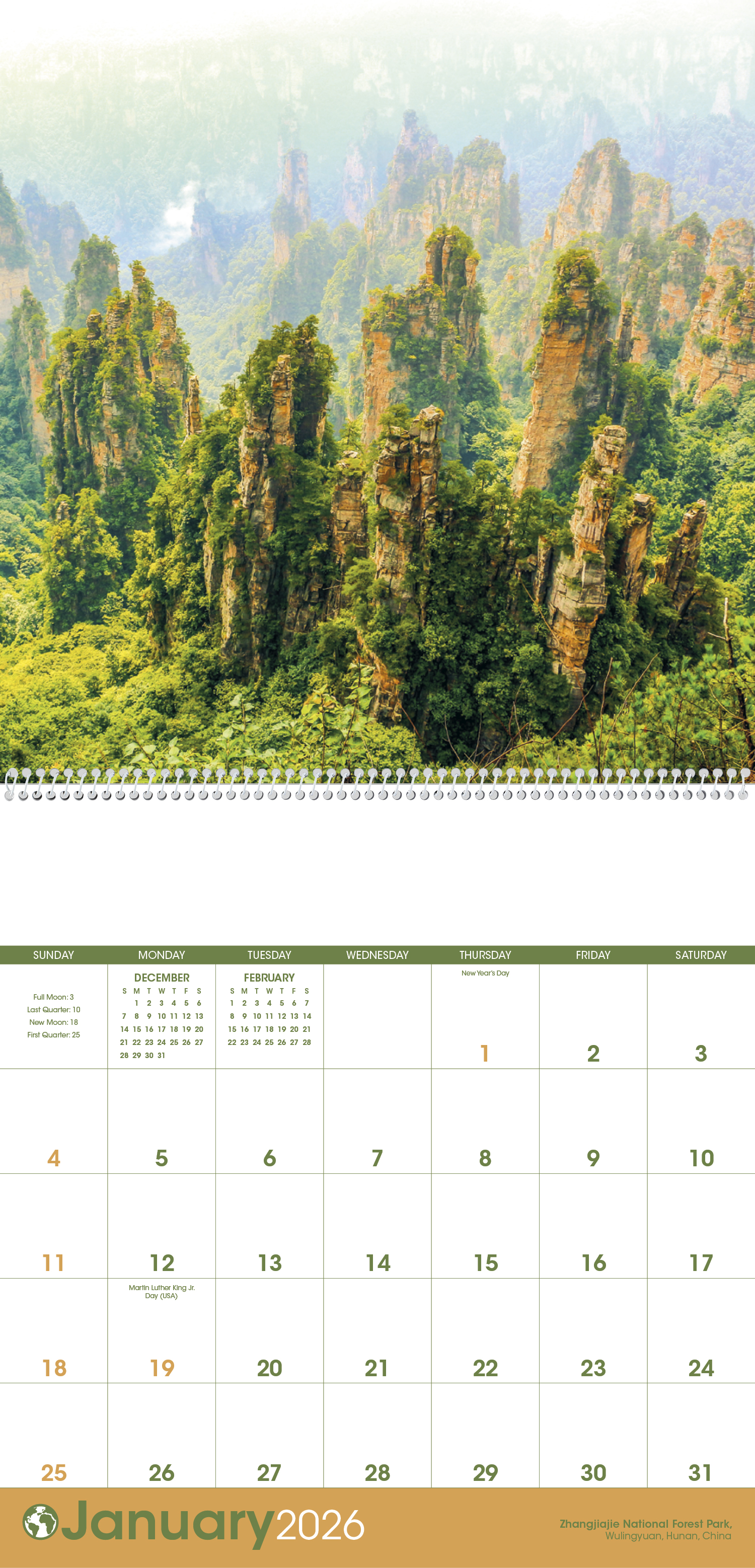 2024 World Scenic I Calendar 12" x 25" Imprinted Spiral Bound; Every