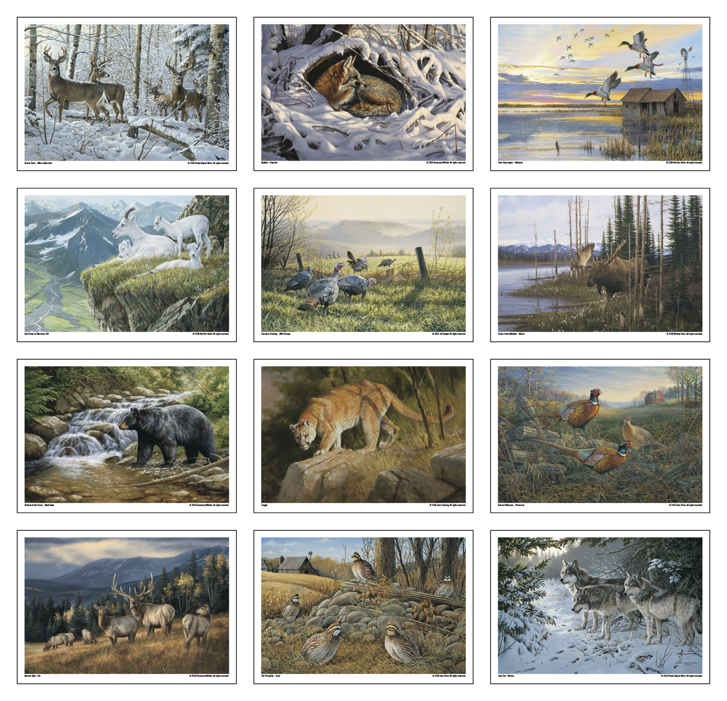 2025 Wildlife Art III Calendar 14" x 23" ; 14" x 12" (Closed