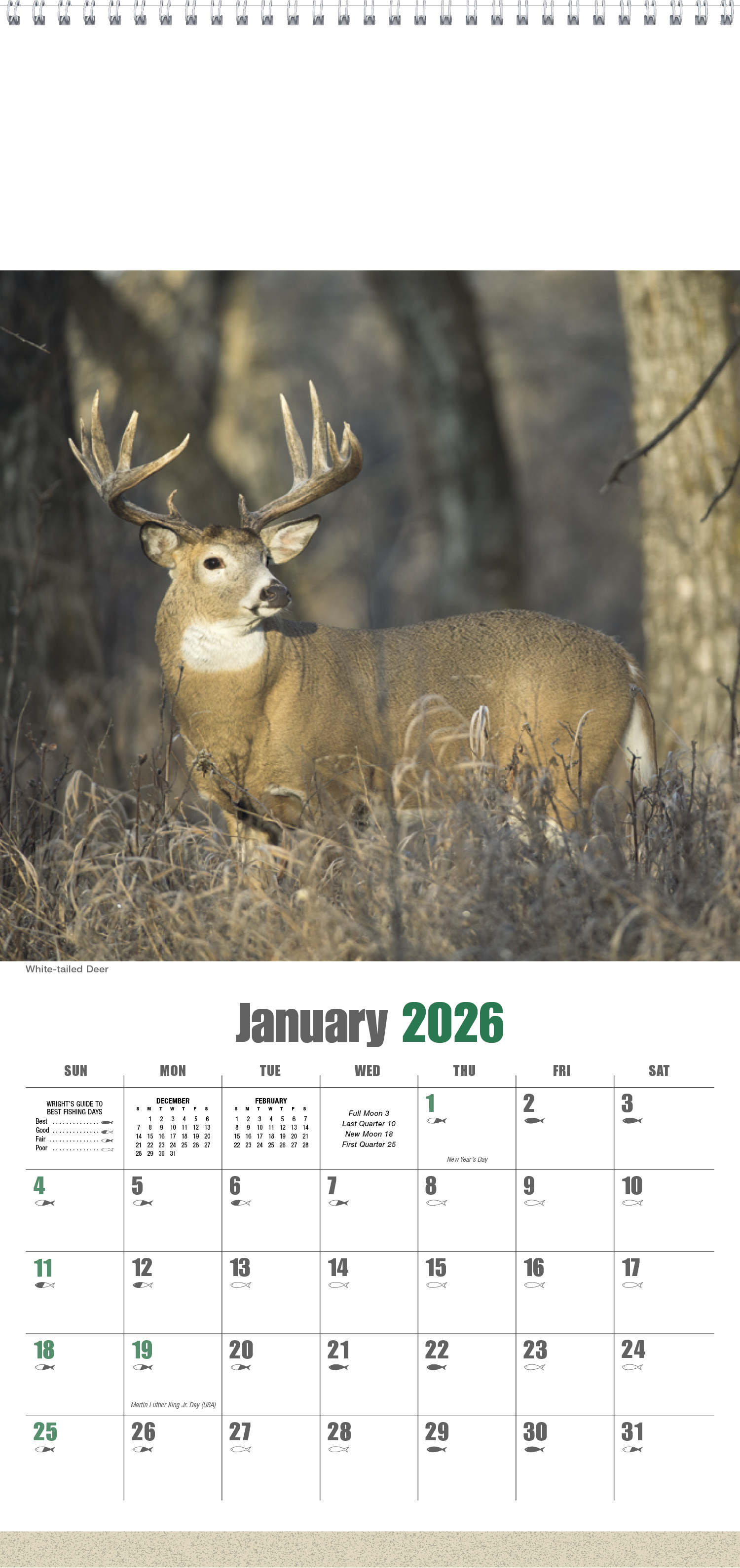 2025 Sportsman Executive Calendar 9" x 19" Imprinted Spiral Bound; NonAppt Executive Calendars