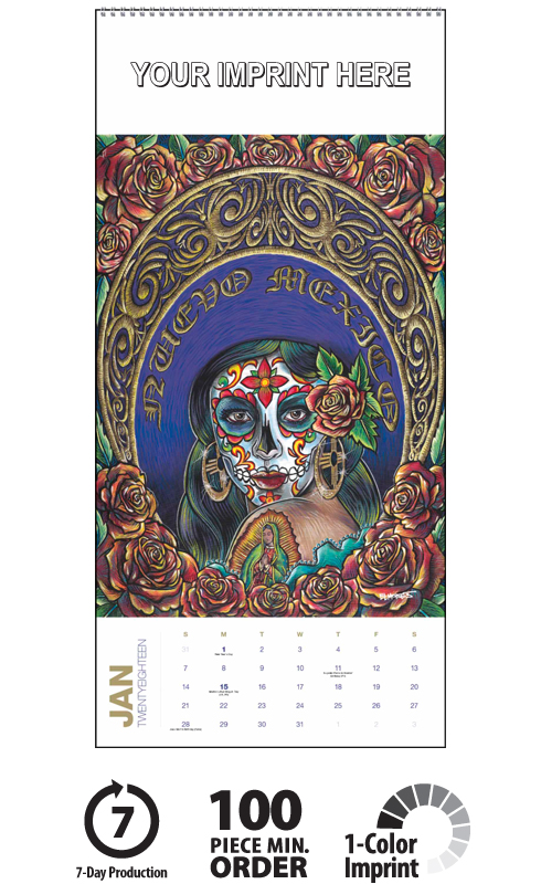 2018 Urban Culture Calendar 9 x 19 Imprinted Spiral Bound Non Appt