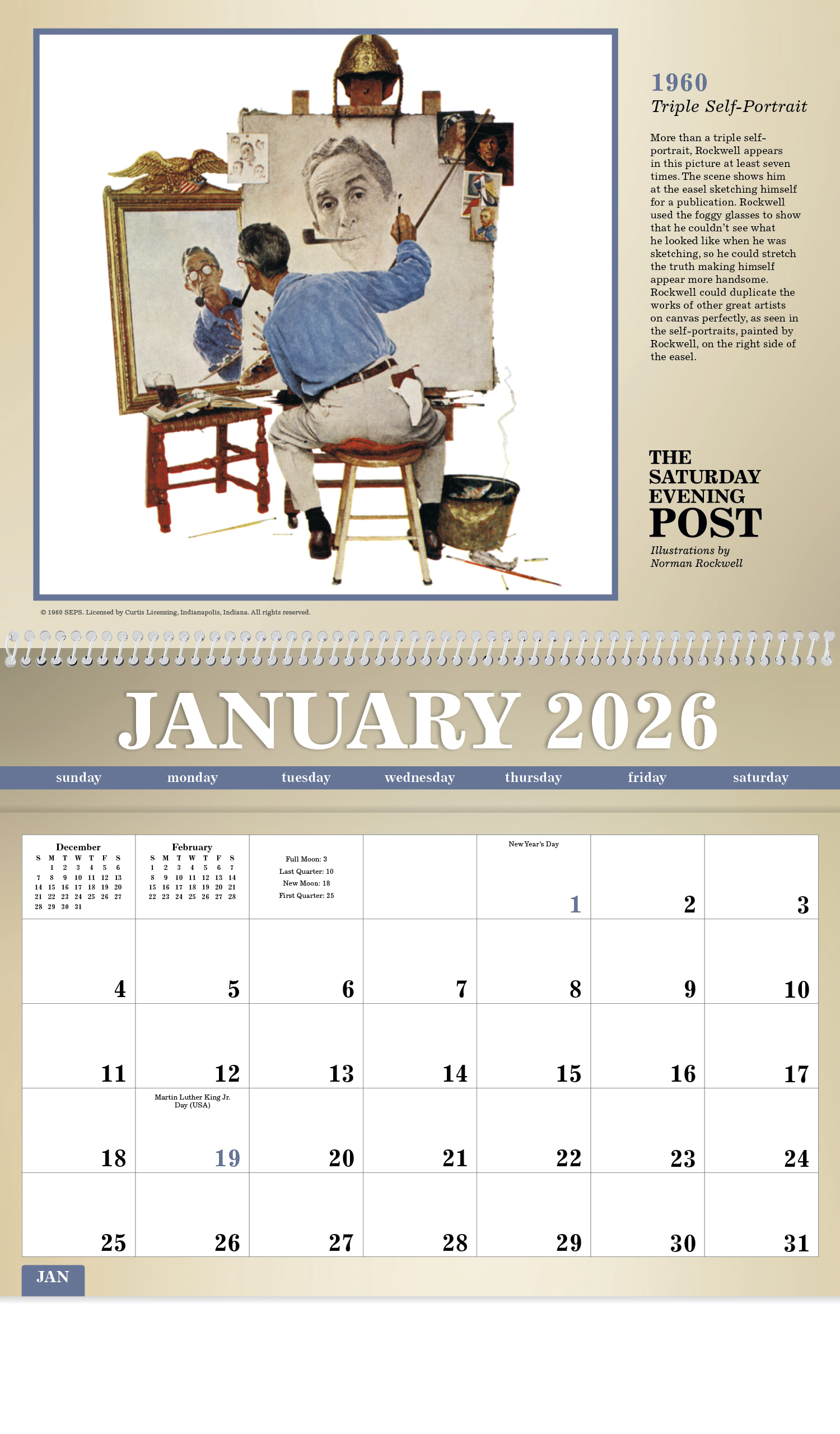 2025 Saturday Evening Post by Norman Rockwell, Large Pocket Calendar
