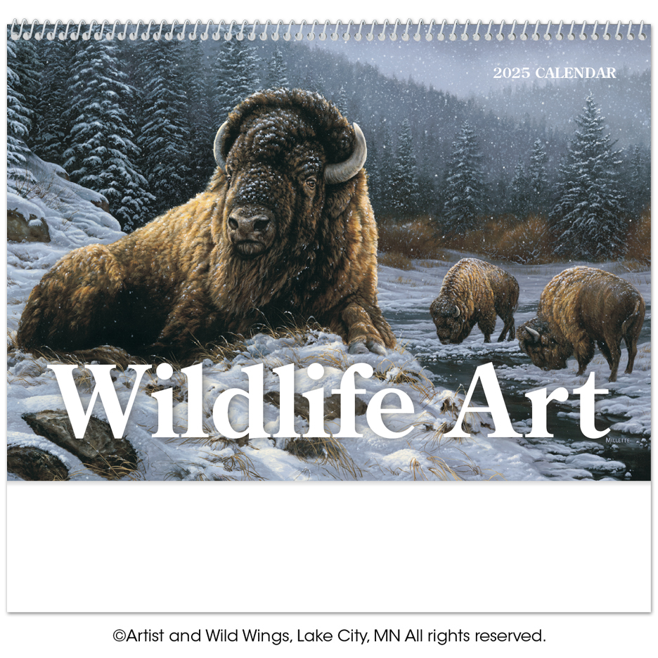 2024 Wildlife Art Pocket Calendar 8" x 13" Imprinted Spiral Bound