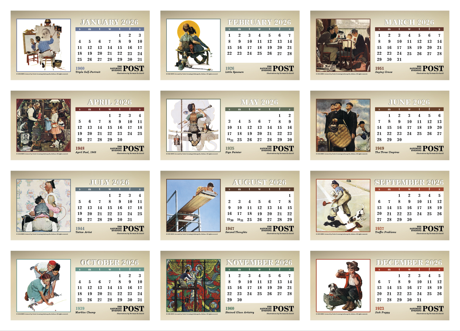 2022 The Saturday Evening Post Desk Calendar | 6" x 4-1/2" Imprinted