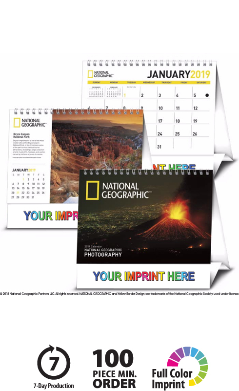 2019 National Geographic Photography Large Desk Calendar | 7-1/2