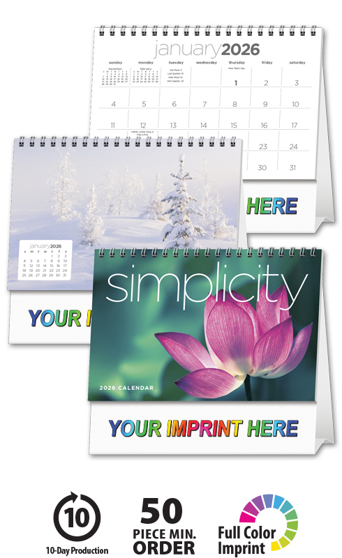 2025 Simplicity Large Desk Calendar  7-1/2" x 6-1/2" Imprinted Tent Style Calendars