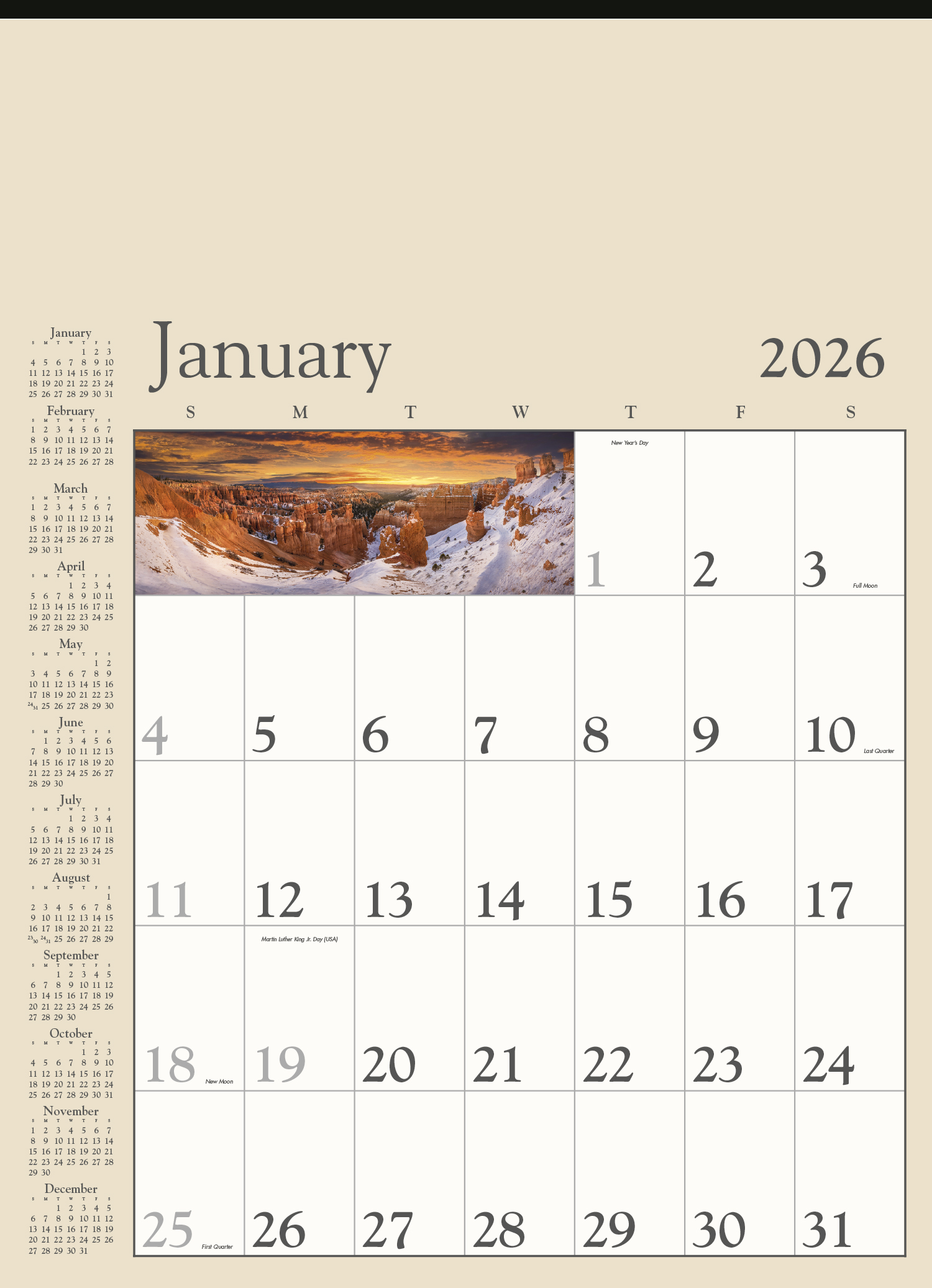 2025 Decorator Memo (Tan) Calendar 18" x 25" Imprinted Imprinted