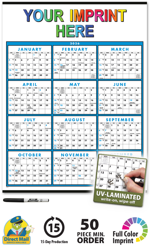 2025 Span-A-Year (Laminated) Calendar  22" x 29" Imprinted Full Year View Commercial Calendars