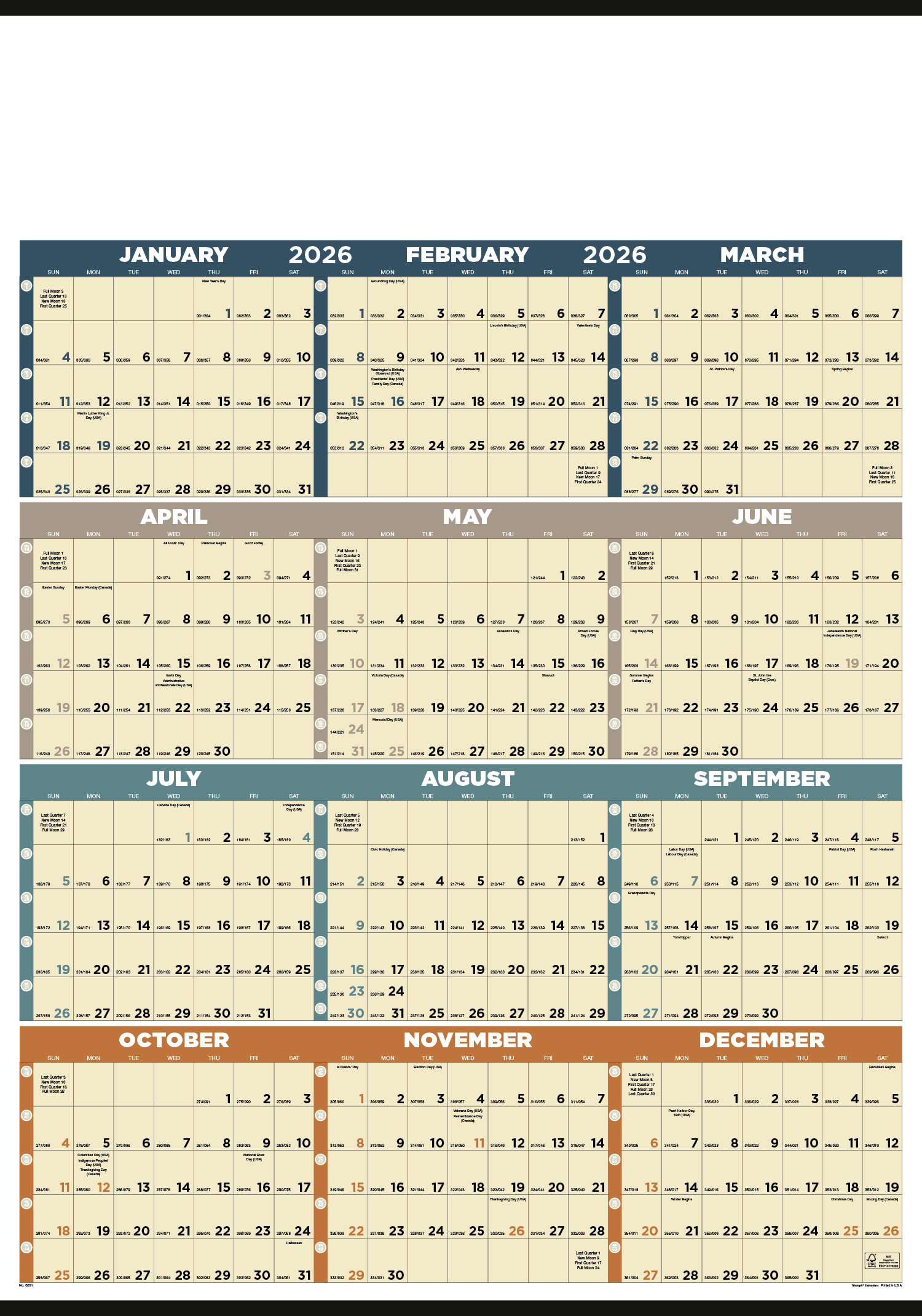 2025 Time Management SpanAYear (NonLaminated) Calendar