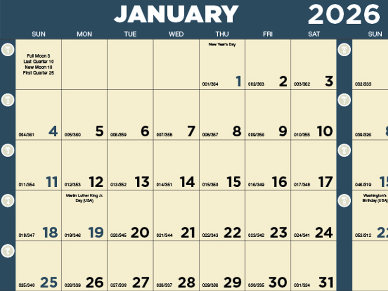 2025 Time Management Span-A-Year (Laminated) Calendar  27" x 38" Imprinted Full Year View 