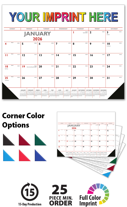 2025 Red & Black Desk Pad Calendar  22" x 17" Deskpad Calendars