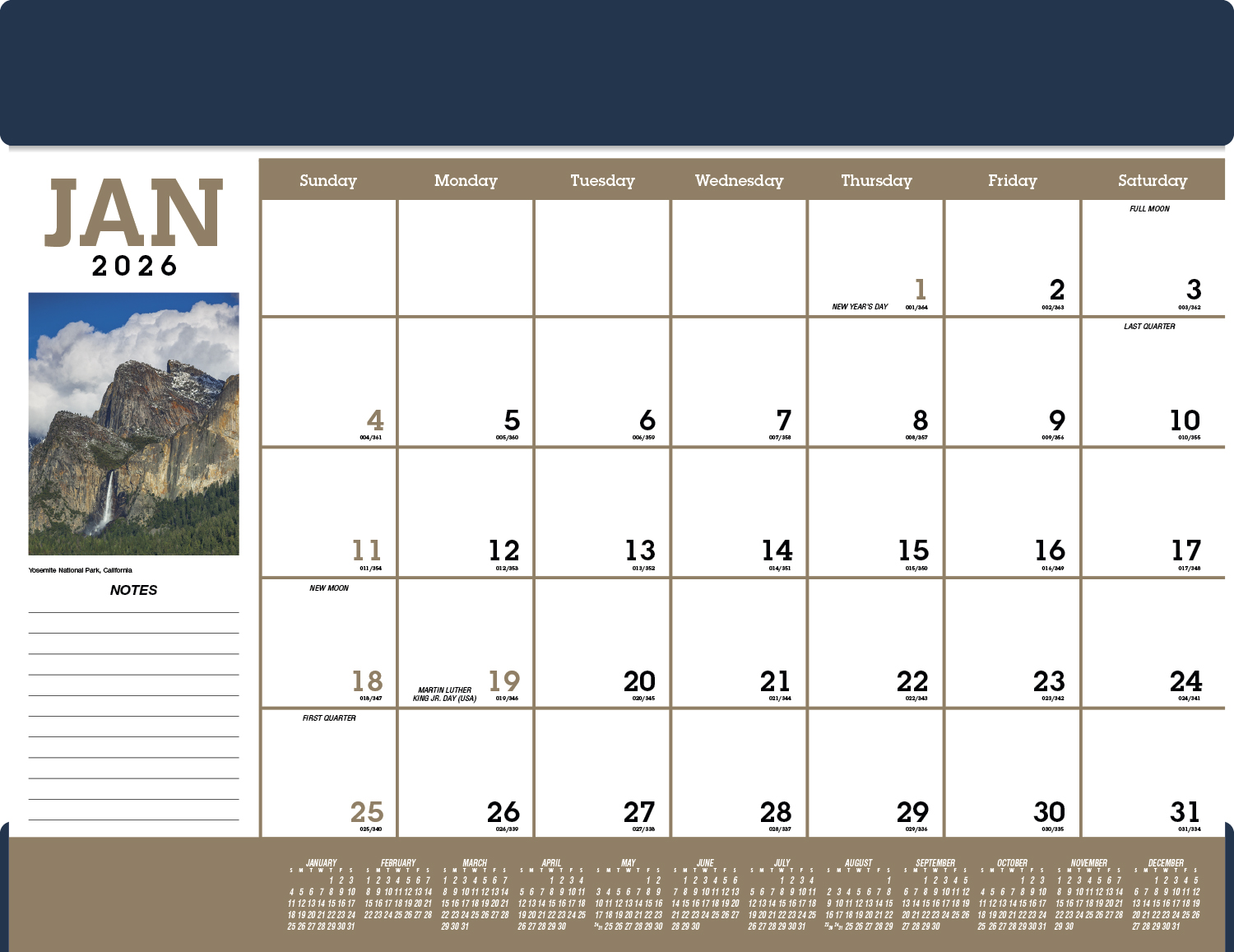 2025 Vinyl Scenic Desk Pad Calendar 23" x 17" Imprinted Deskpad Calendars