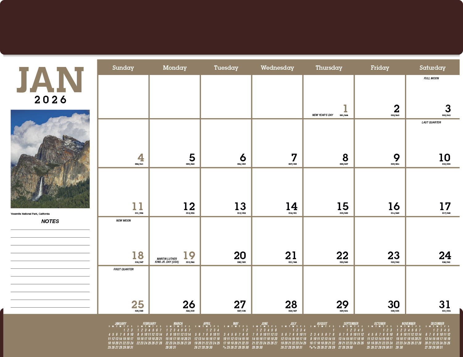 2025 Vinyl Scenic Desk Pad Calendar 23" x 17" Imprinted Deskpad Calendars