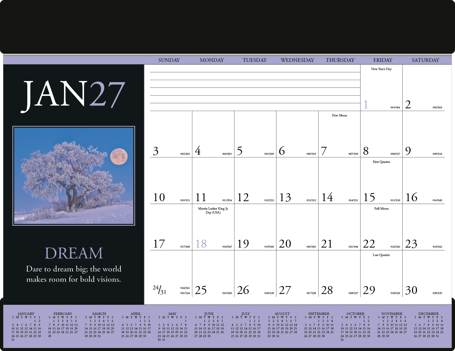 Motivations Vinyl Desk Pad Calendar ValueCalendars