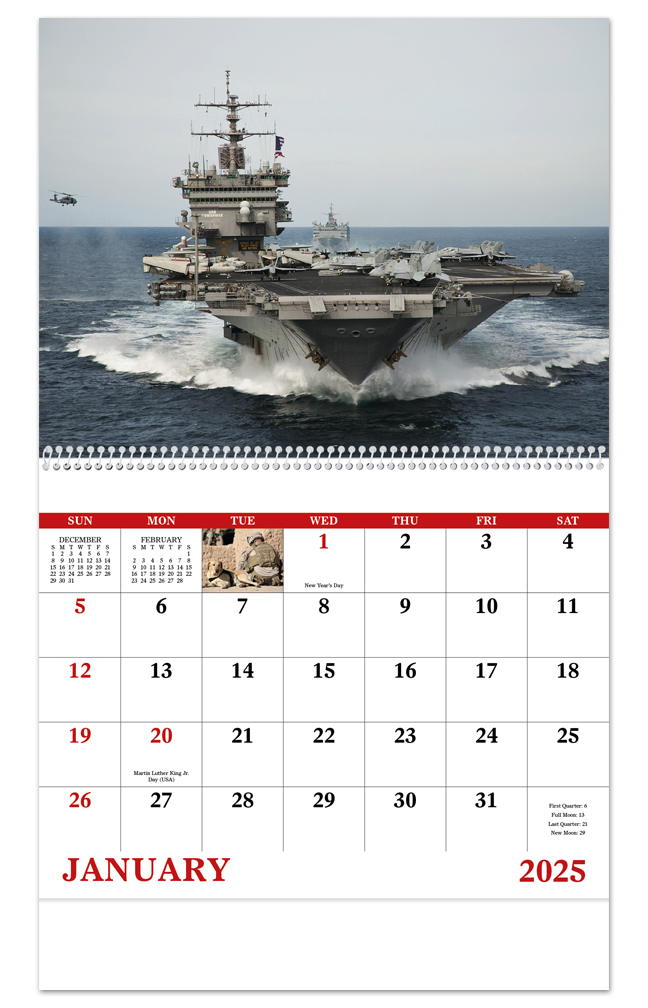 2024 American Armed Forces (Spiral) Calendar 11" X 19" Imprinted