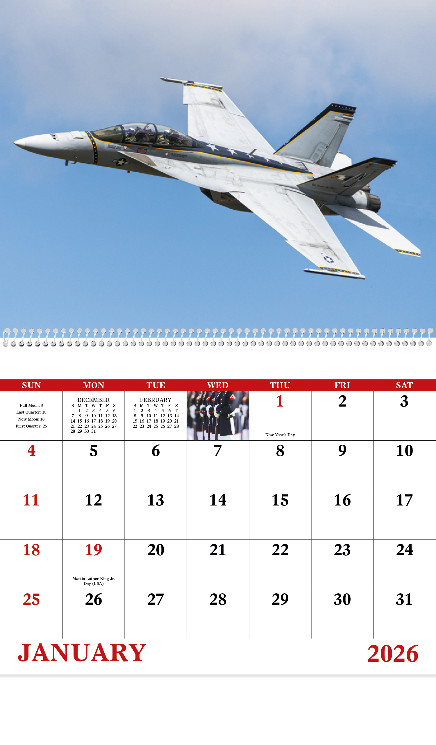 2024 American Armed Forces (Spiral) Calendar 11" X 19" Imprinted