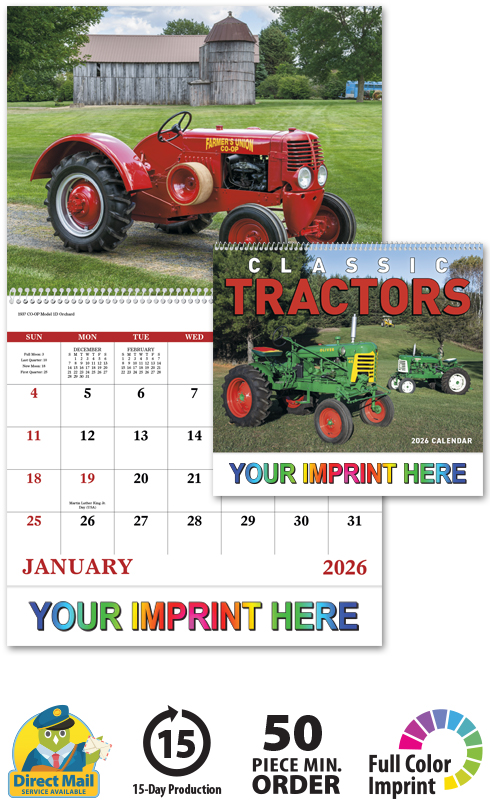 2025 Classic Tractor (Spiral) Calendar  11" X 19" Imprinted Spiral 