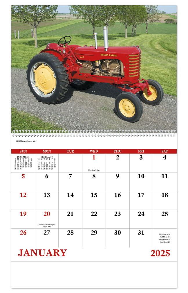 2024 Classic Tractor (Spiral) Calendar 11" X 19" Imprinted Spiral