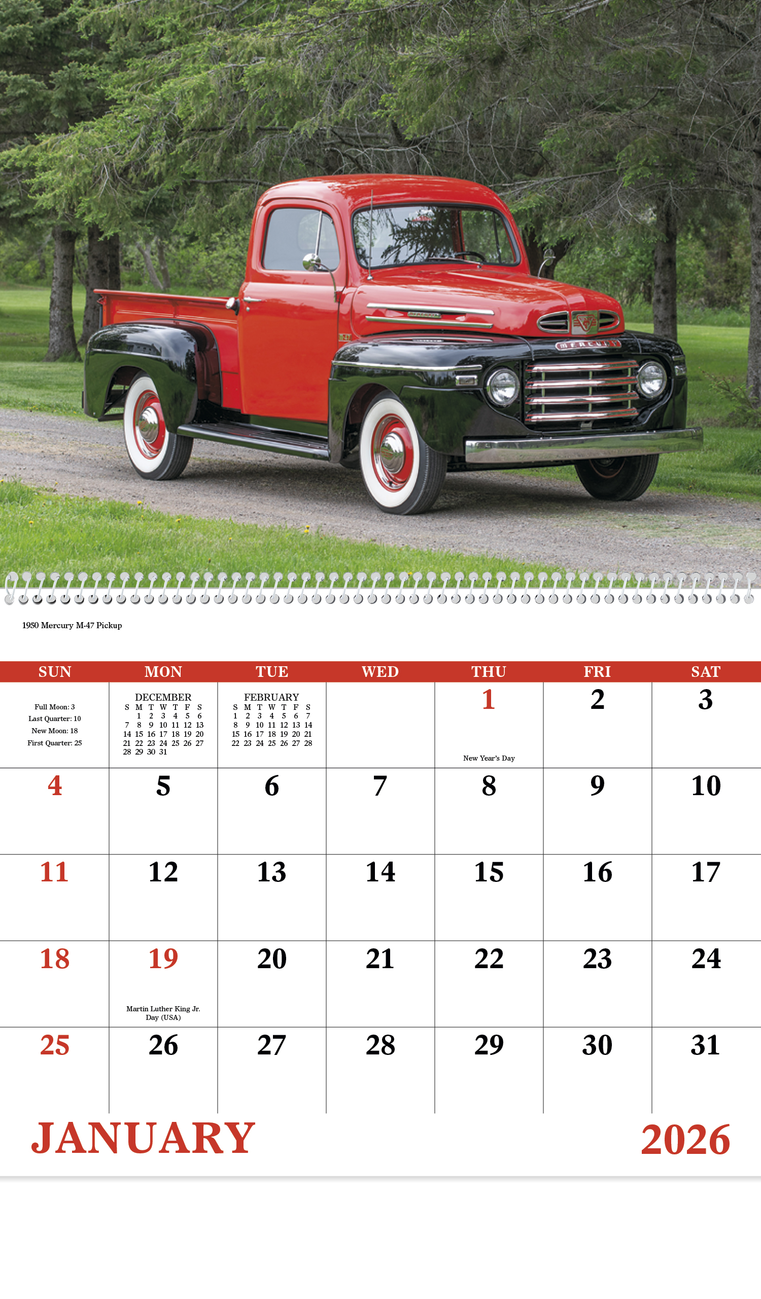 2024 Treasured Trucks (Spiral) Calendar 11" X 19" Imprinted Spiral