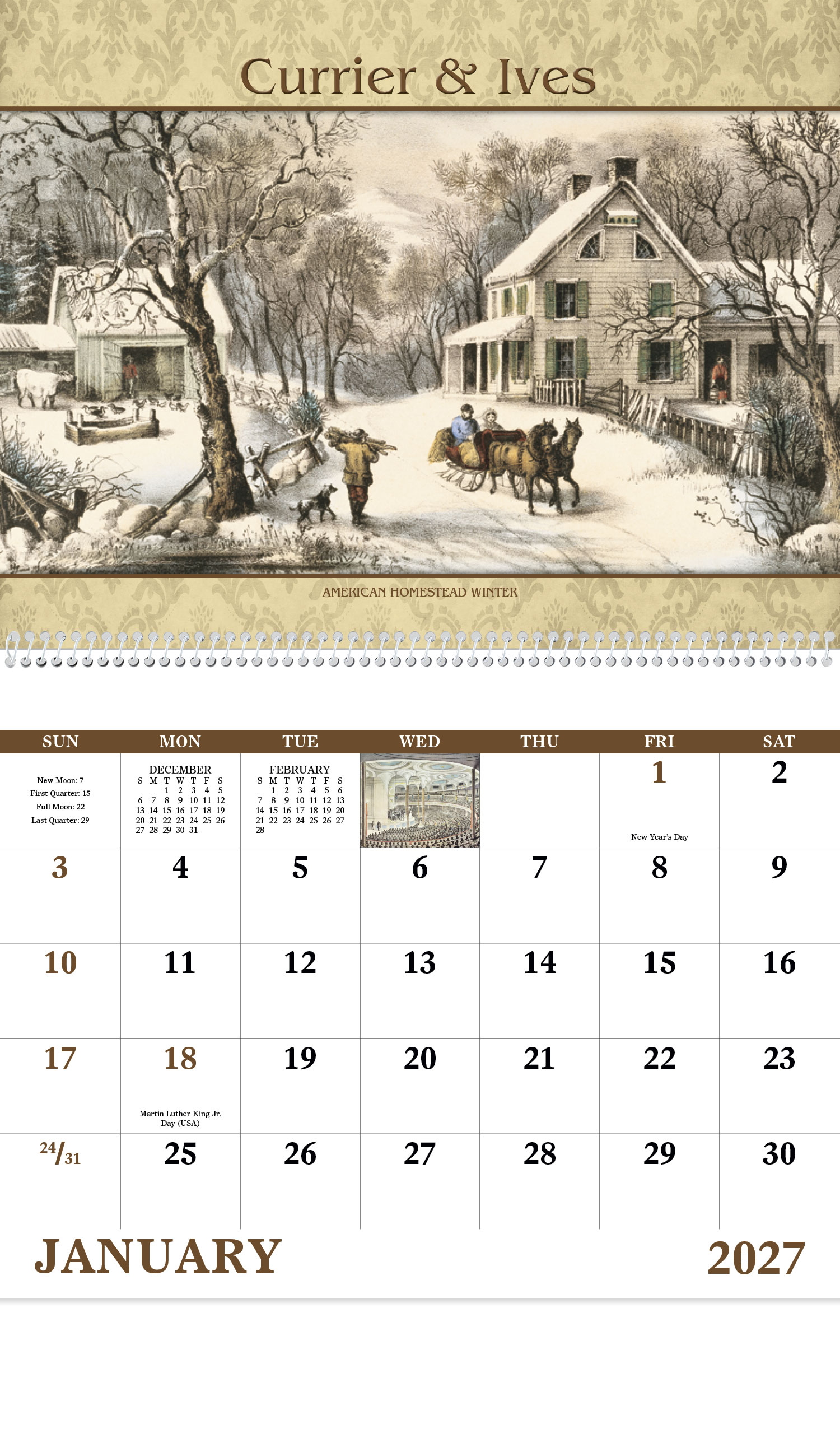 2024 Currier Ives Spiral Calendar 11 X 19 Imprinted Spiral Bound Drop Ad Imprint Calendars