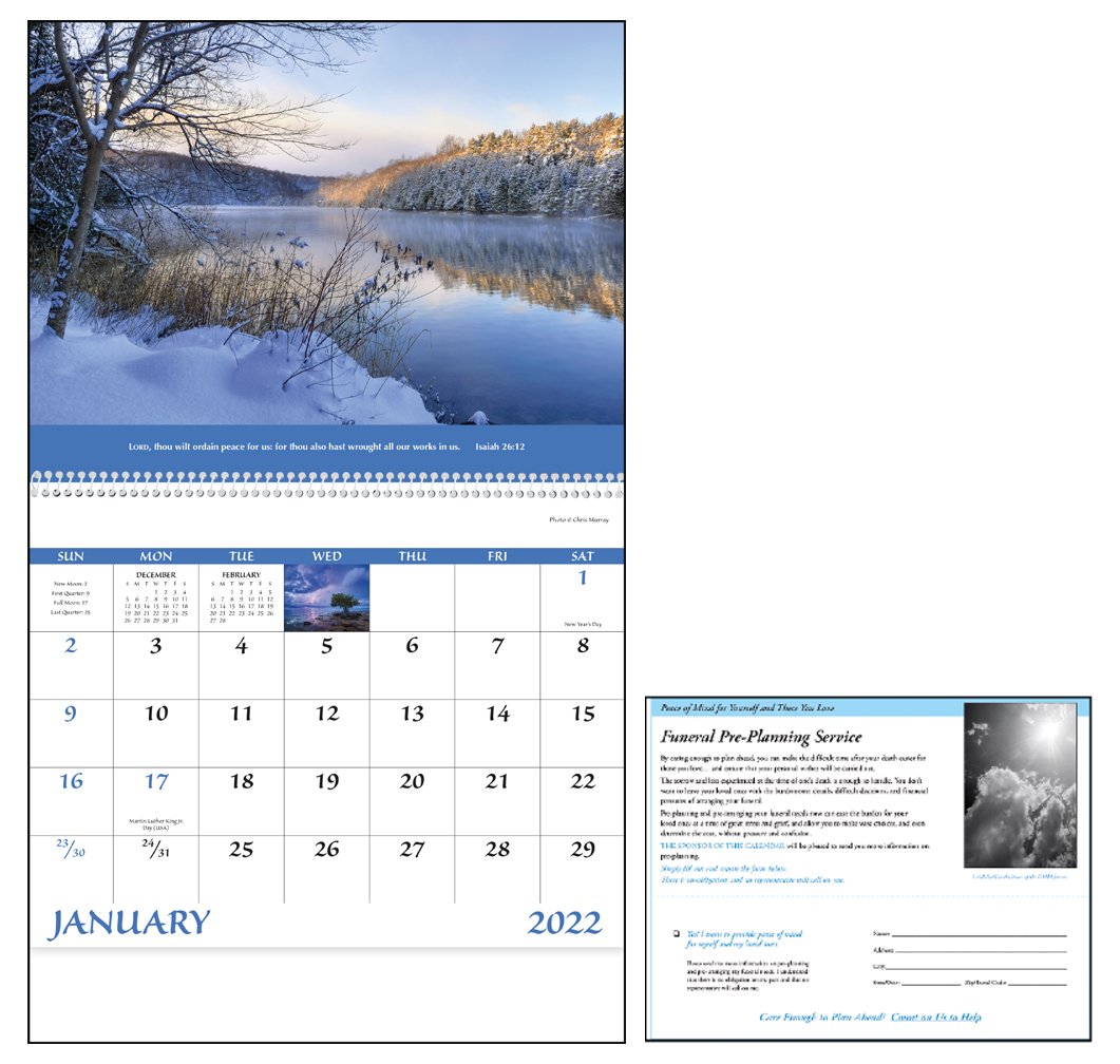 2022 Everlasting Word Funeral PrePlanning Calendar 11" X 19