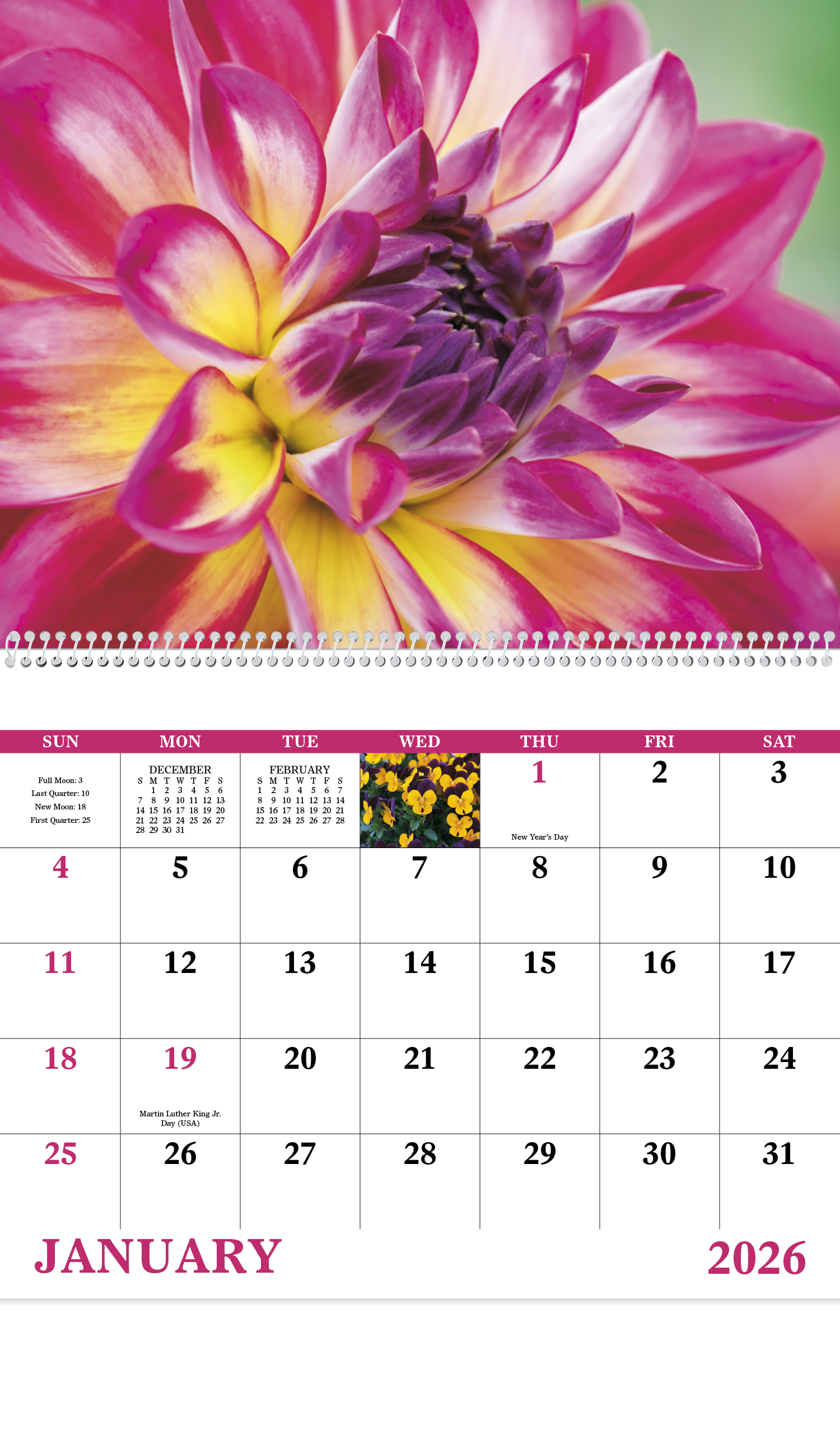 Flowers Spiral Wall Calendar