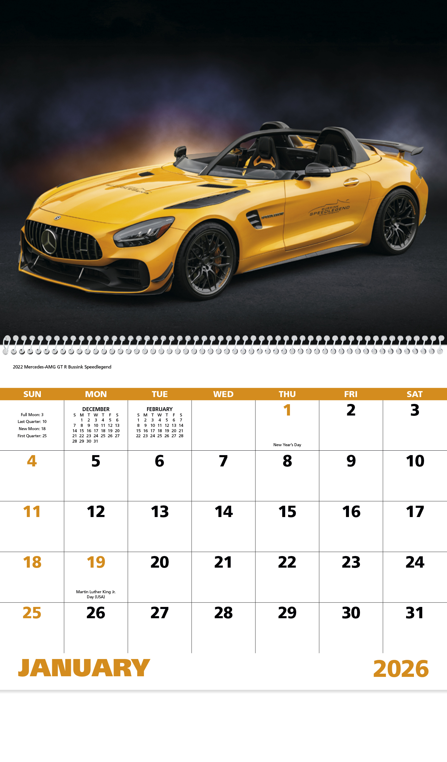 2024 Exotic Sports Cars (Spiral) Calendar 11" X 19" Imprinted Spiral