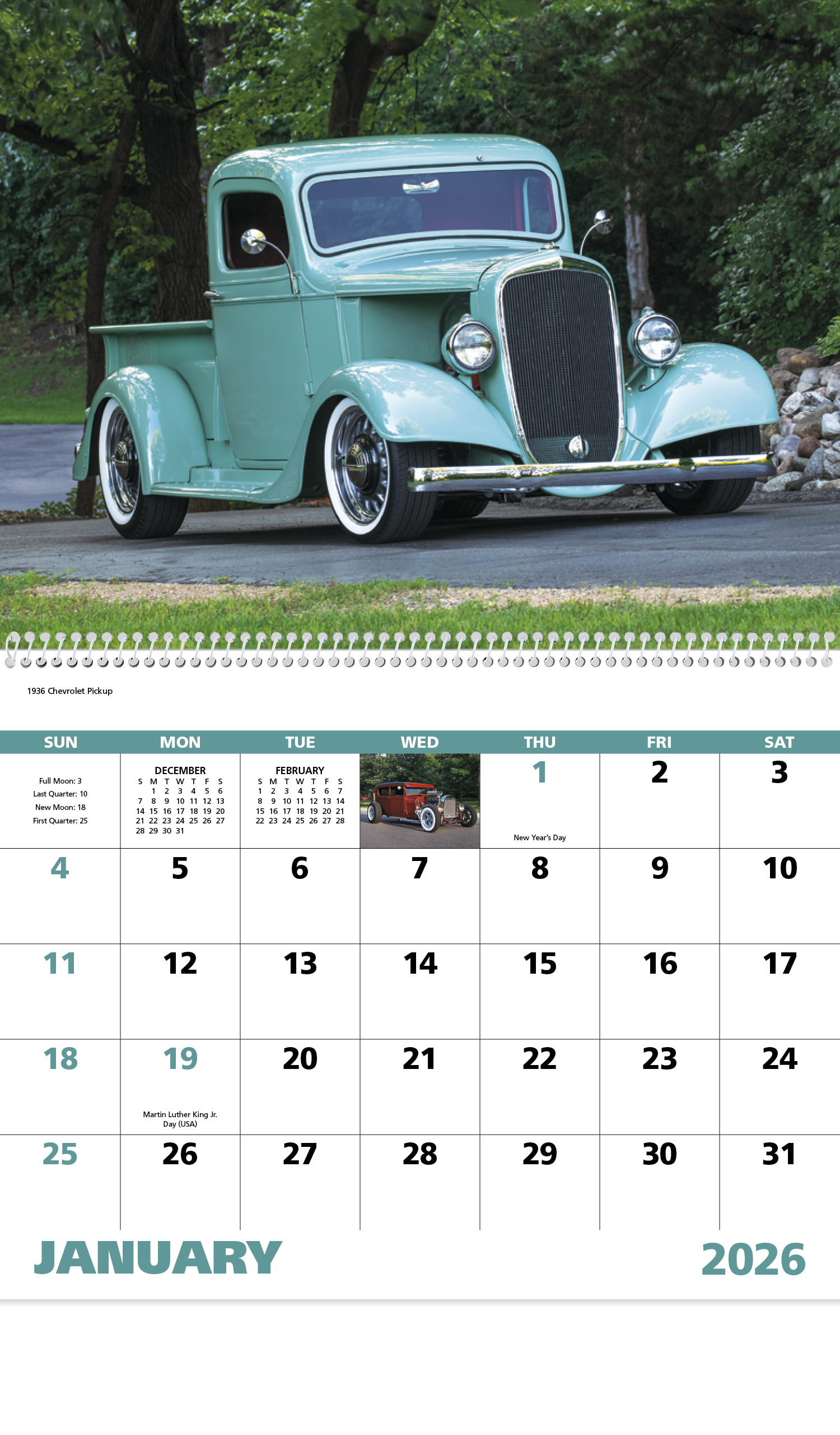 2025 Street Rods (Spiral) Calendar 11" X 19" Imprinted Spiral Bound