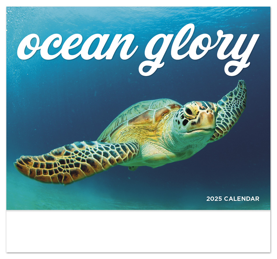 2024 Ocean Glory Calendar 11" X 19" Imprinted Staple Bound; Drop Ad