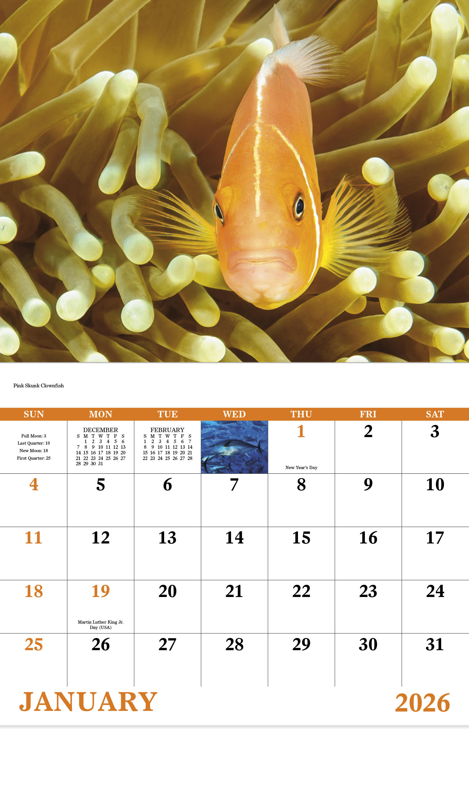 2024 Ocean Glory Calendar 11" X 19" Imprinted Staple Bound; Drop Ad