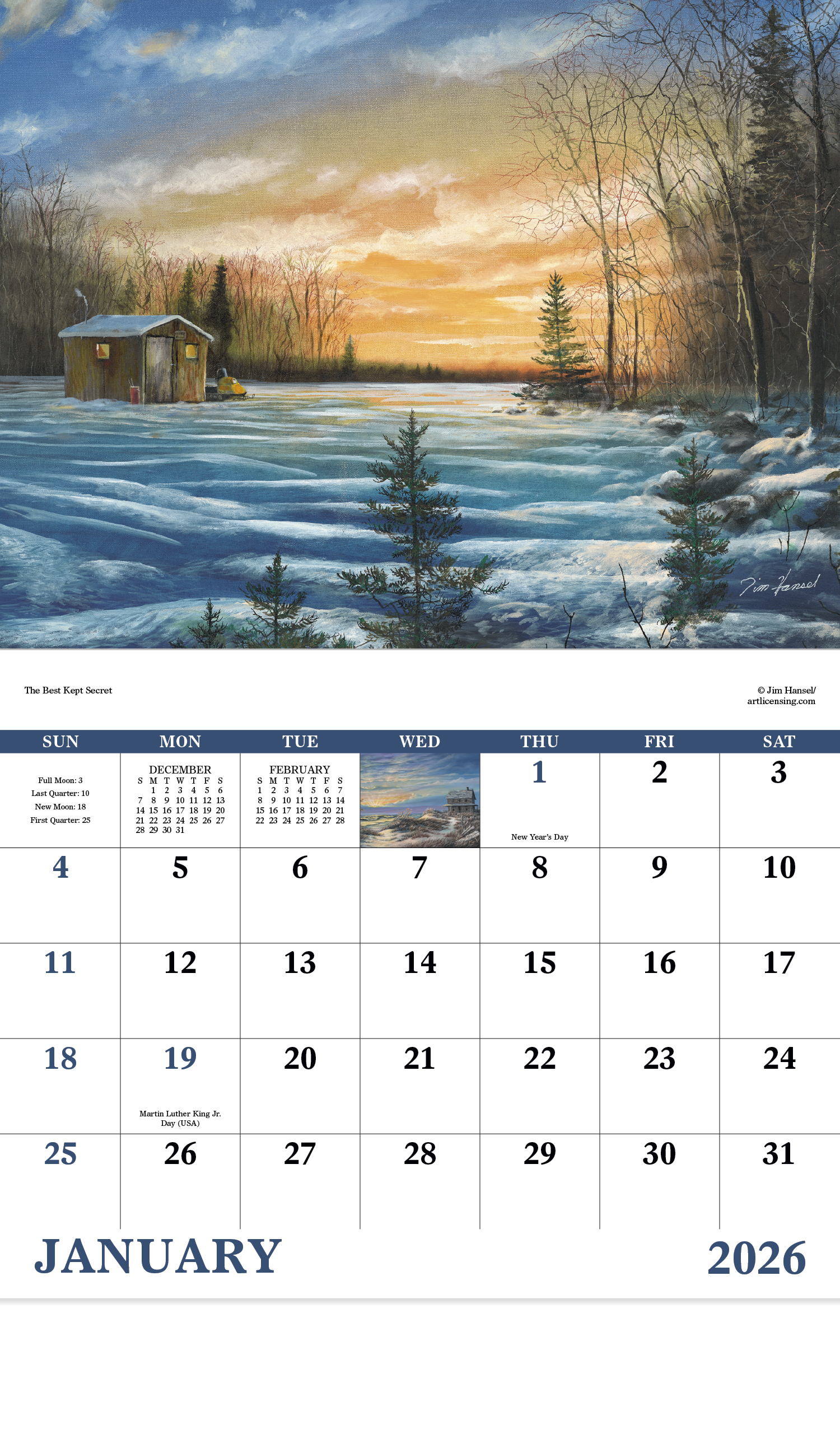 2026 Scenic Memories Calendar 11" X 19" Imprinted Staple Bound; Drop