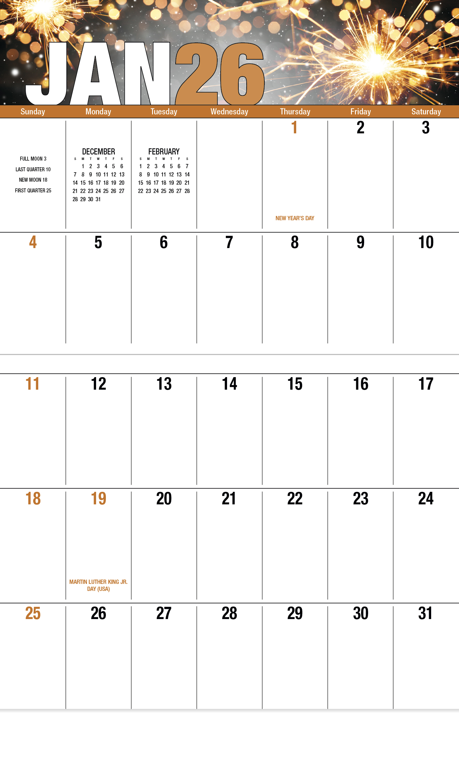 Big Block Calendar Printable