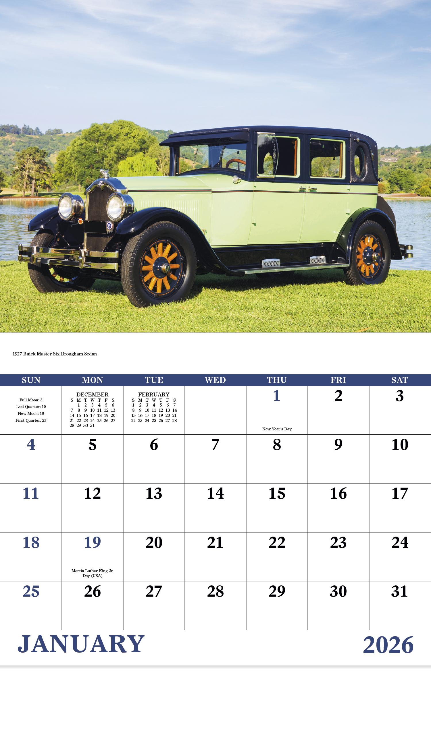 2024 Antique Autos Calendar 11" X 19" Imprinted Staple Bound; Drop Ad